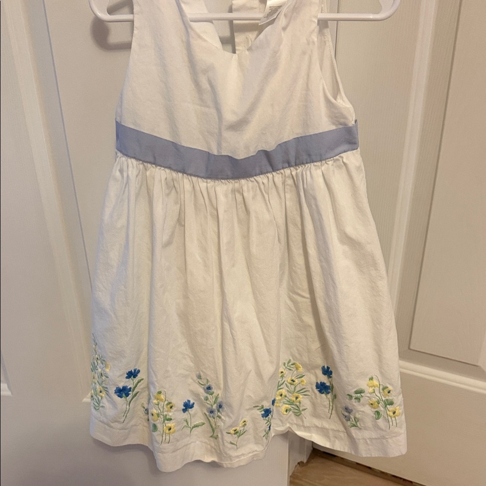 Janie and Jack White Dress with Blue and Yellow Floral Design